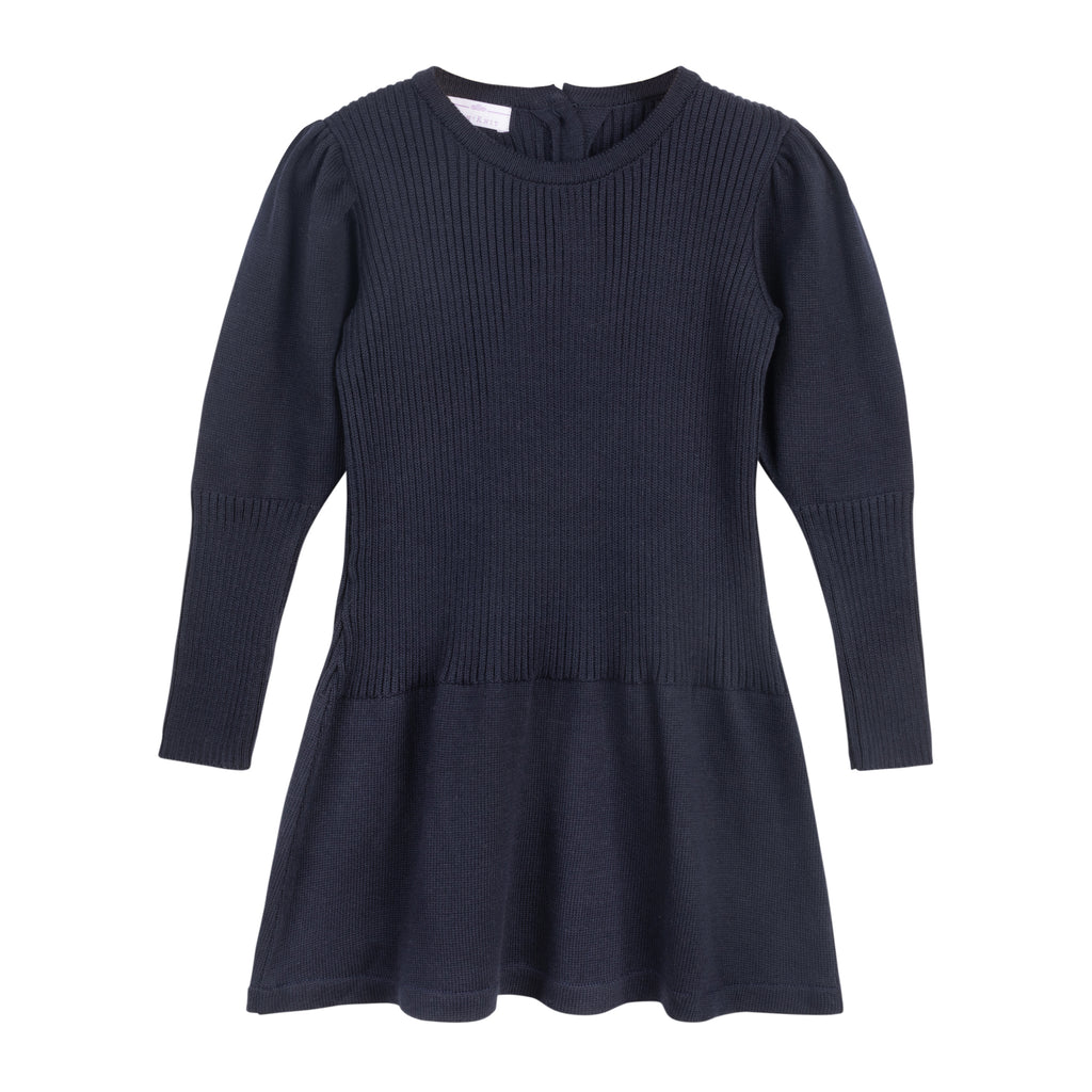 Knit Ribbed Dress Navy Bon Knit