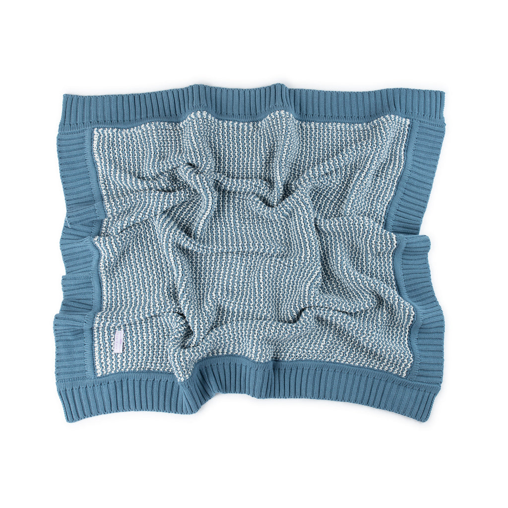 Chunky Knit Tweed Blanket Blue Bon Knit