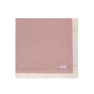Ruffled Cotton Blanket ~ Rose / Off White