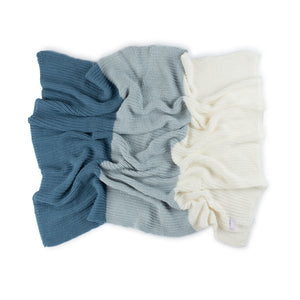 Chunky Knit Stripe Blanket ~ Blue