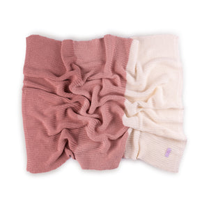 Chunky Knit Stripe Blanket ~ Pink