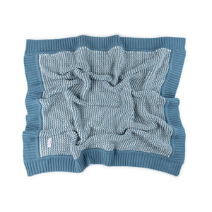 Chunky Knit Tweed Blanket - Blue