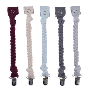 Braided Pacifier Clip ~ Grey